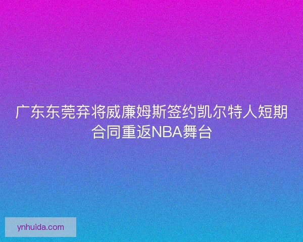 广东东莞弃将威廉姆斯签约凯尔特人短期合同重返NBA舞台