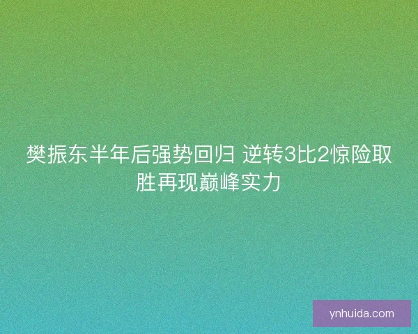樊振东半年后强势回归 逆转3比2惊险取胜再现巅峰实力